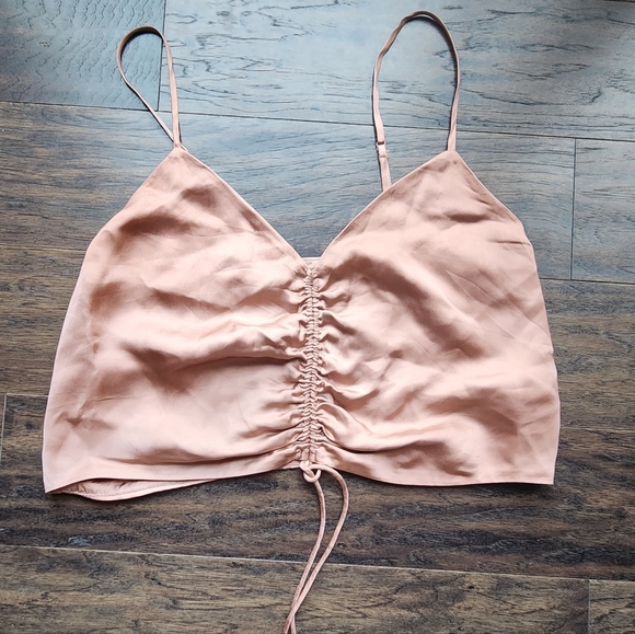*SOLD* Aritzia rose gold silk crop top - Picture 1 of 3